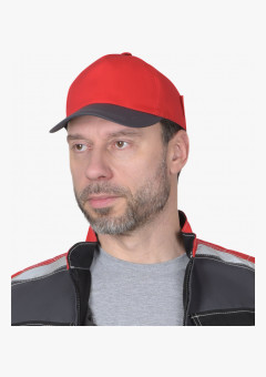 Кепка-бейсболка красная с т.серым