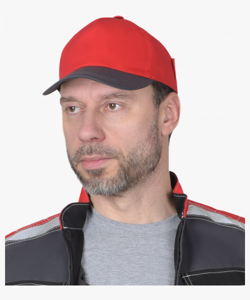 Кепка-бейсболка красная с т.серым