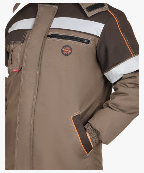 Костюм СИРИУС-РОДОС-РОСС зимний, куртка, брюки, светло-коричневый с тёмно-коричневым и СОП