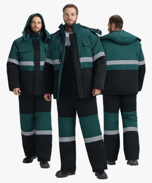 Костюм зимний Нордхард-2 СОП У. (тк.Смесовая,240) п/к, черный/т.зеленый