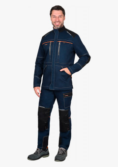 Куртка СИРИУС-ШАТЛ-РОСС удл. синяя с черным, 80% х/б, пл. 260 г/кв.м
