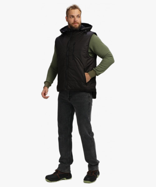 Жилет утепленный с капюшоном Респект (тк.Таслан), черный