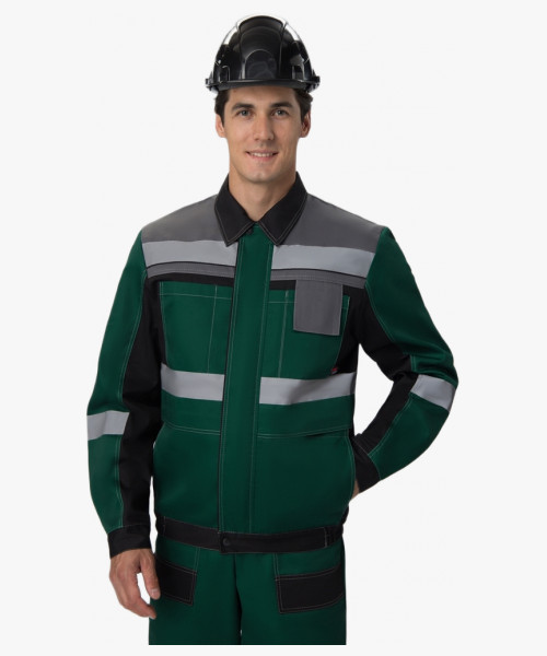 Костюм Виват-2 Премиум AR (тк.Смесовая,240) п/к, зеленый/черный/серый