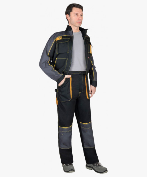 Костюм СИРИУС-АГАТ куртка, брюки, черный с темно-серым