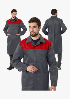 Халат Лигор (тк.Смесовая,210), т.серый/красный