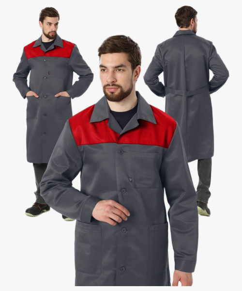 Халат Лигор (тк.Смесовая,210), т.серый/красный