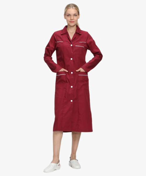 Халат женский Диана (тк.ТиСи), бордовый/белый