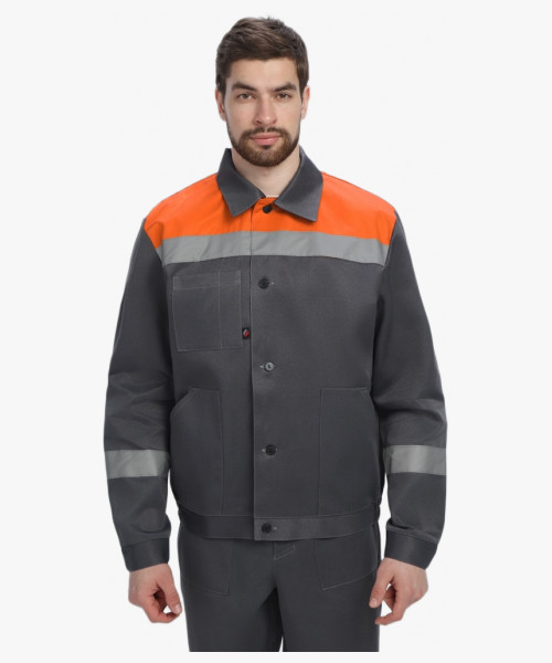 Костюм Лигор-1 СОП (тк.Смесовая,210) брюки, т.серый/оранжевый