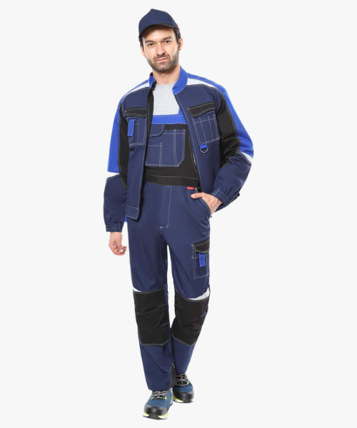 Костюм СИРИУС-ФАВОРИТ-МЕГА куртка, п/к т.синий с черным и васильковым, СОП