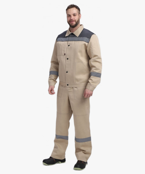 Костюм Лигор-2 СОП (тк.Смесовая,210) п/к, бежевый/т.серый