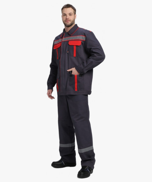 Костюм Итрорис-1 СОП (тк.Саржа,250) брюки, т.серый/красный