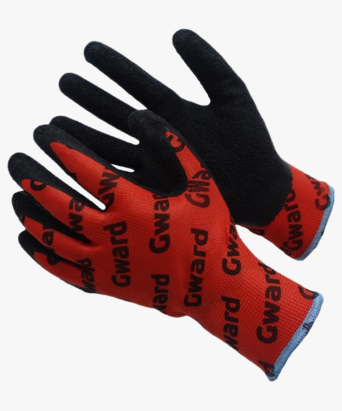 Red with GWARD LOGOS Перчатки нейлоновые с текстурированным латексным покрытием