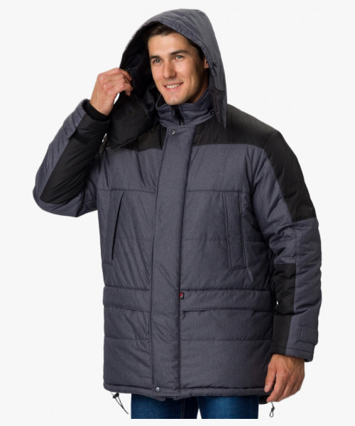 Куртка зимняя Премиум CH (тк.Мембрана), т.серый меланж/черный