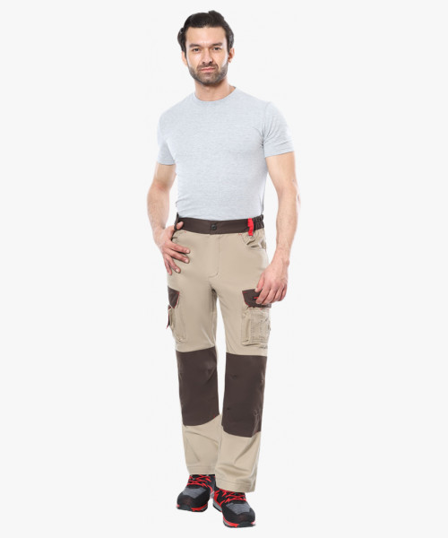 Костюм СИРИУС-ДЖЕТ БРАУН куртка, брюки песочный с т.коричневым тк. мех. стрейч с ВО