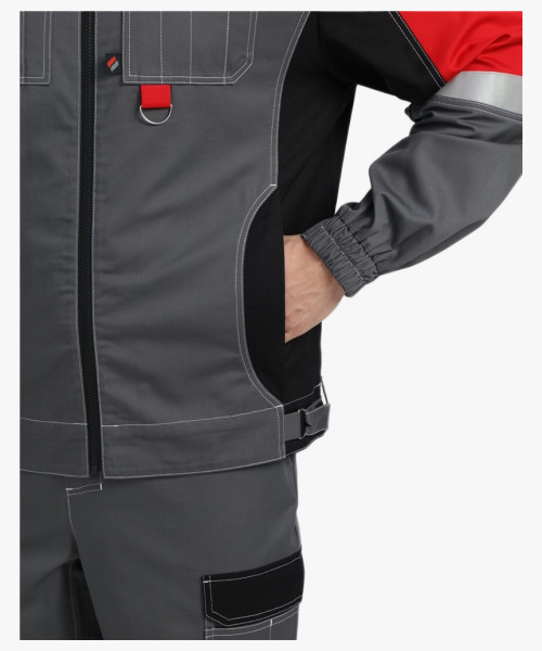 Костюм Вектрон-1 (тк.Смесовая МВО,240) брюки, серый/черный/красный