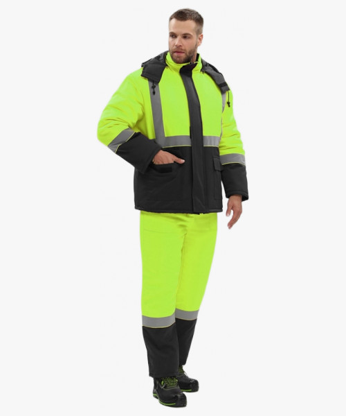 Костюм зимний сигнальный (тк.Смесовая,210) п/к, лимонный/черный