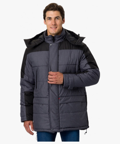 Куртка зимняя Премиум (тк.Мембрана), т.серый меланж/черный