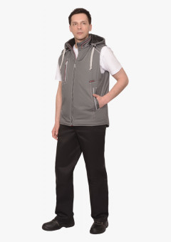 Жилет СИРИУС-АЛЕКС утепленный с капюшоном серый