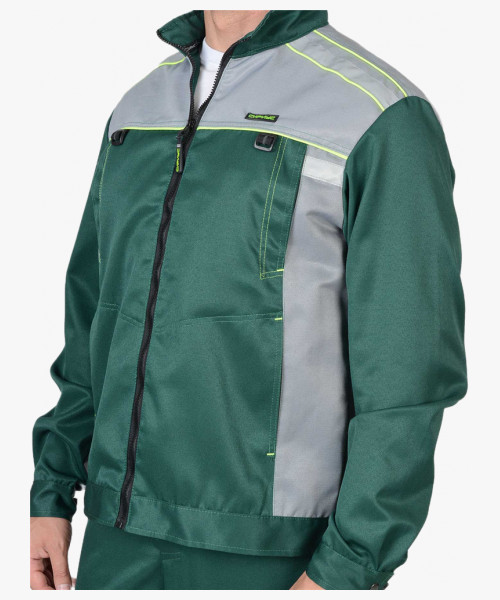 Костюм СИРИУС-ПРАКТИК-1 куртка, п/к зеленый со св. серым