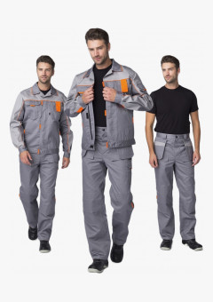 Костюм Драга-1 (тк.Смесовая МВО,240) брюки, серый/св.серый/оранжевый