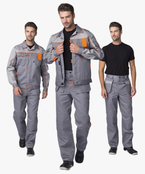 Костюм Драга-1 (тк.Смесовая МВО,240) брюки, серый/св.серый/оранжевый