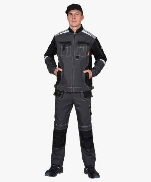 Костюм СИРИУС-МЕГА-ПРЕСТИЖ-Л куртка, п/к, темно-серый с черным