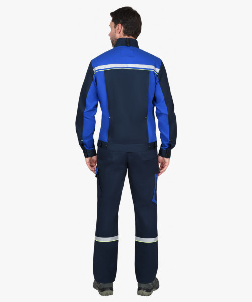 Костюм СИРИУС-ПРАКТИК-ЛЮКС-РОСС куртка, п/к т.синий с васильк. 80% х/б,  пл. 260 г/кв.м