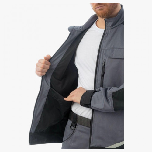 Куртка летняя мужская Brodeks KS202-C, 100% ХБ, цвет графит серый, чёрный