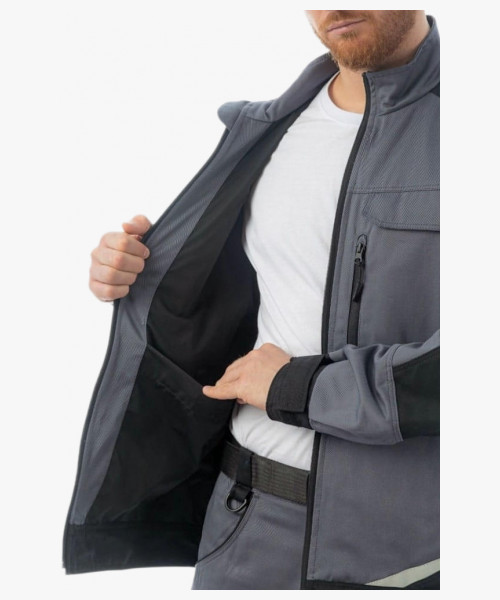 Куртка летняя мужская Brodeks KS202-C, 100% ХБ, цвет графит серый, чёрный