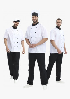 Костюм повара с коротким рукавом Шоколад (тк.ТиСи), черный/белый