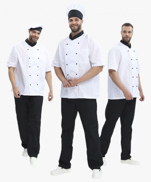 Костюм повара с коротким рукавом Шоколад (тк.ТиСи), черный/белый