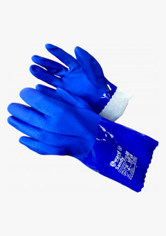 Sandy Перчатки МБС, интерлок с полным покрытием ПВХ синего цвета