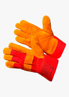 Ural Перчатки комбинированные из спилка оранжевого цвета
