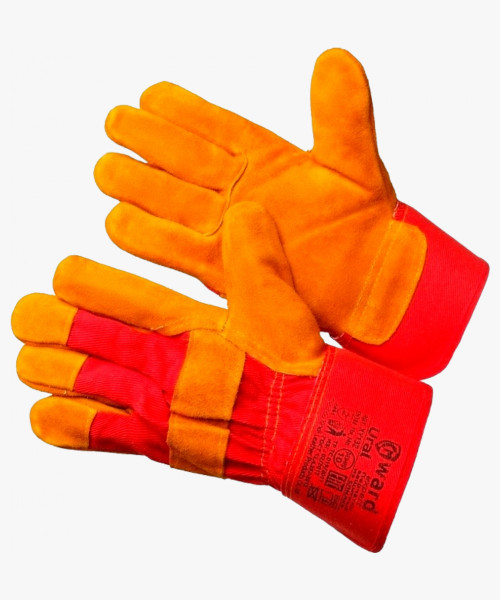 Ural Перчатки комбинированные из спилка оранжевого цвета