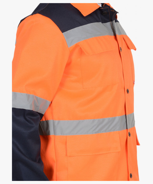 Костюм мужской летний СИРИУС-МАГИСТРАЛЬ-СПЕЦИАЛИСТ куртка, полукомбинезон, оранжевый с синим и СОП