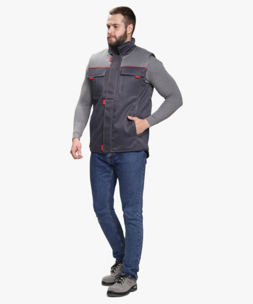 Жилет утепленный Флофт (тк.Смесовая,210), т.серый/серый