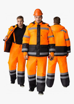 Костюм зимний для дорожника (тк.Оксфорд) брюки, оранжевый/черный