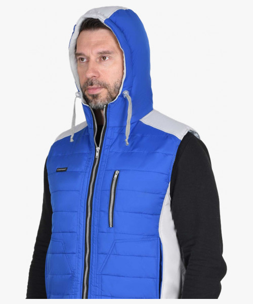 Жилет СИРИУС-УРБАН утеплённый с капюшоном васильковый с жемчужным