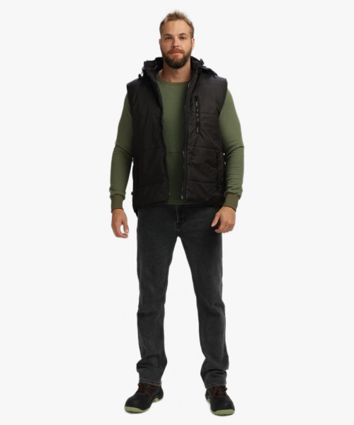 Жилет утепленный с капюшоном Респект (тк.Таслан), черный