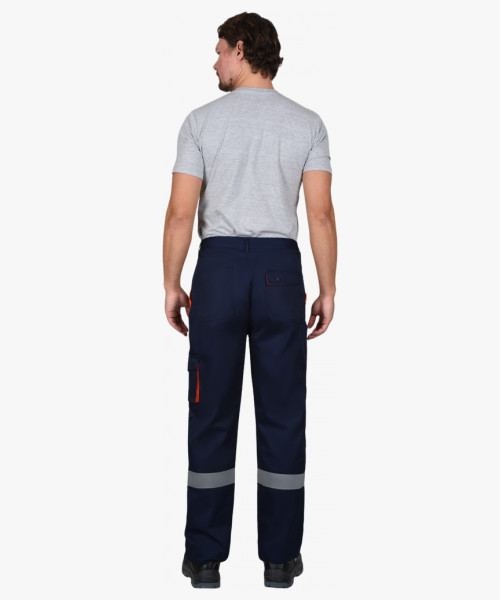 Костюм СИРИУС-БИЛДЕР куртка, брюки темно-синий с оранжевым