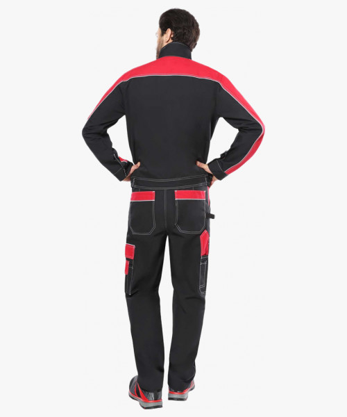 Костюм СИРИУС-АГАТ куртка, брюки черный с красным пл. 260 г/кв.м. ВО отделка