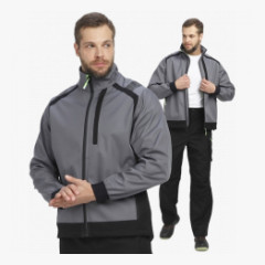 Куртка ProfLineLeader (тк.Софтшел), серый/черный