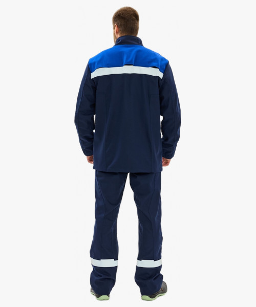 Костюм сварщика Велд-СОП 2 кл.защиты (тк.Хлопок-ОП,350) брюки, т.синий/васильковый