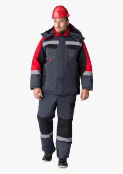 Костюм зимний Вектрон-2 СОП (тк.Смесовая,240) п/к, серый/черный/красный