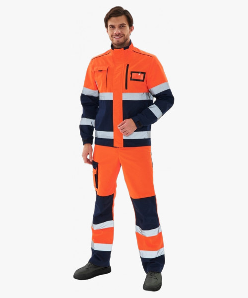 Костюм сигнальный PROFLINE ProfLineSpecialist-2 (тк.Смесовая МВО,240) п/к, оранжевый/т.синий