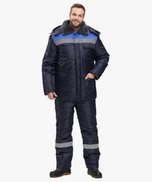 Костюм зимний Труженик-Ультра-2 (тк.Оксфорд) п/к, т.синий/васильковый