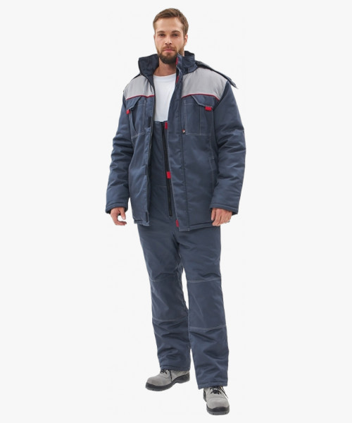 Костюм зимний Флофт-2 Премиум IMP (тк.Смесовая,240) п/к, т.серый/св.серый/красный