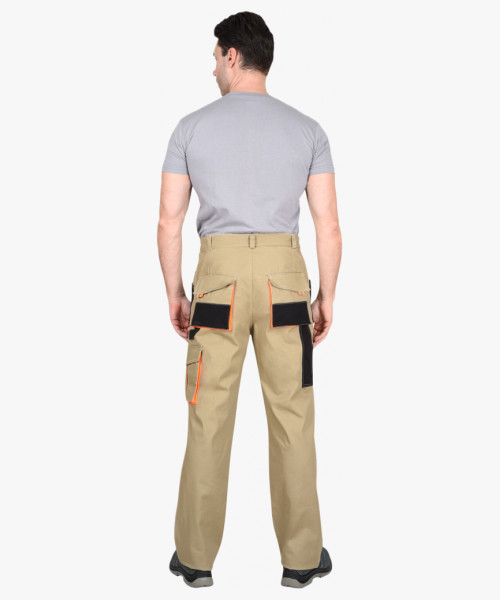 Костюм СИРИУС-МАНХЕТТЕН брюки, жилет песочный с оранж. и черным тк. мех. стрейч пл. 250г/кв.м