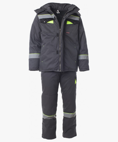 Костюм зимний Корвет СОП (тк.Орион,210) брюки, т.серый/черный/лимонный