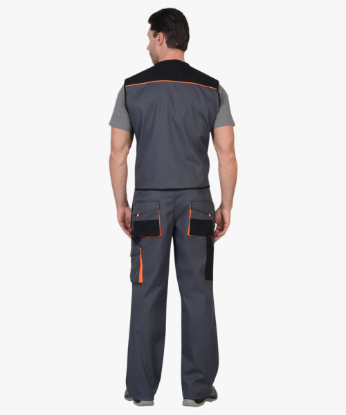 Жилет СИРИУС-МАНХЕТТЕН т.серый с оранж. и черным тк. стрейч пл. 250 г/кв.м